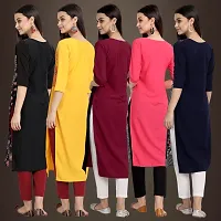 Elegant American Crepe Printed Straight 3/4 Sleeves Kurta For Women- Pack Of 5-thumb1