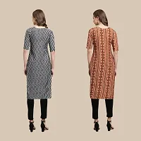 Women's Crepe Digital Printed Straight Kurti {Pack of 2}-thumb1