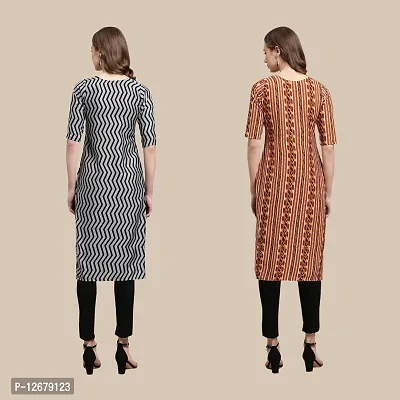 Women's Crepe Digital Printed Straight Kurti {Pack of 2}-thumb2