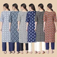 Straight Multicoloured  Crepe Kurta Combo Set Of 6-thumb1