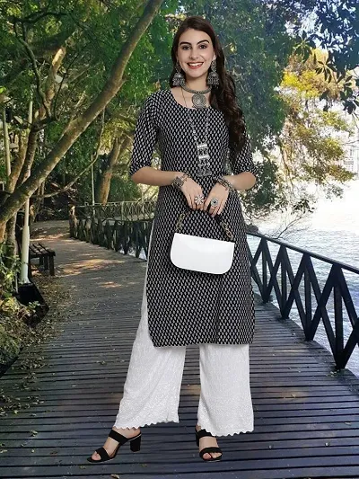 Stylish Multicoloured Crepe Straight Kurti