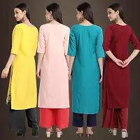 Elegant Crepe Printed Straight 3/4 Sleeves Kurta For Women- Pack Of 4-thumb1