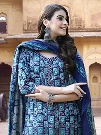 Stylish Blue Cotton Blend Printed Kurta Bottom and Dupatta Set For Women-thumb4