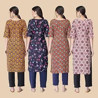 Trendy Crepe Multicoloured Printed Kurta For Women- Combo Of 4-thumb1