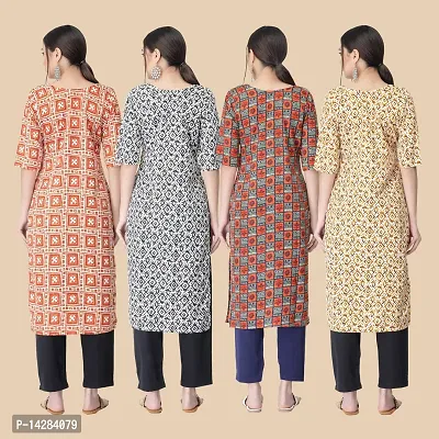 Trendy Crepe Multicoloured Printed Kurta For Women- Combo Of 4-thumb2