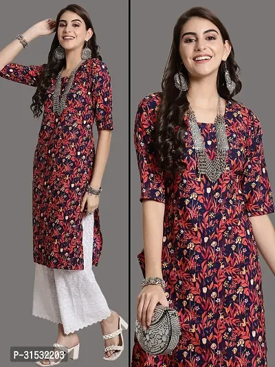 Beautiful Multicoloured Crepe Printed Straight Kurta For Women-thumb0