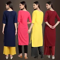 Elegant Crepe Printed Straight 3/4 Sleeves Kurta For Women- Pack Of 4-thumb1