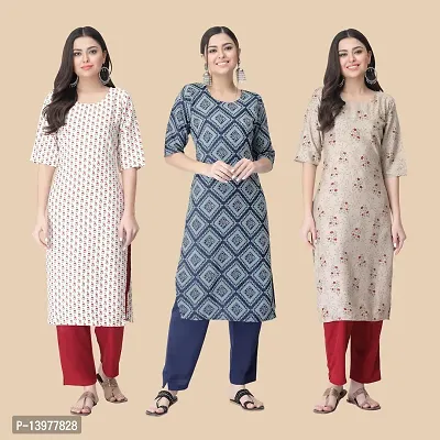 Classic Crepe Printed Kurtis For Women Combo Pack Of 3