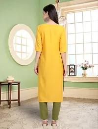 Elegant American Crepe Yellow Round Neck 3/4 Sleeve Printed Straight Kurta For Women-thumb4