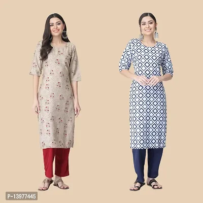 Classic Crepe Printed Kurtis For Women Combo Pack Of 2-thumb0