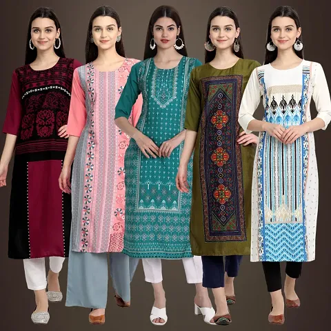 Fancy Crepe Kurtis For Women Pack Of 5