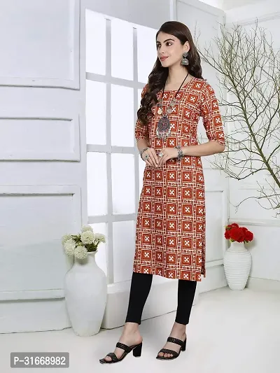 Stylish Orange Crepe Kurta For Women-thumb3