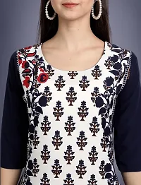 Elegant American Crepe Navy Blue Printed 3/4 Sleeve Kurta For Women-thumb3