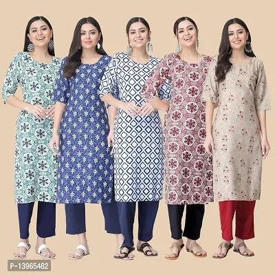 Classic Crepe Printed Kurtis Combo For Women-thumb2