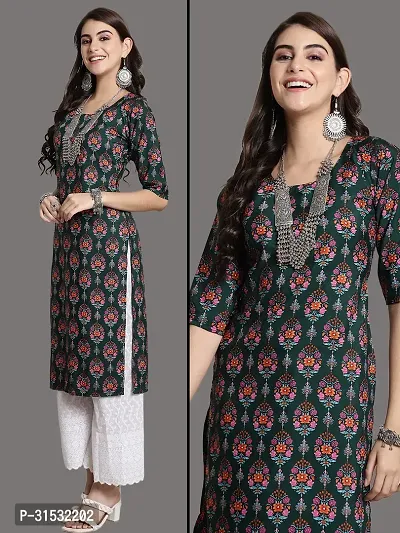 Beautiful Green Crepe Printed Straight Kurta For Women-thumb0