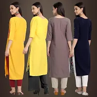 Elegant Crepe Printed Straight 3/4 Sleeves Kurta For Women- Pack Of 4-thumb1