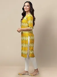 Elegant Crepe Yellow Printed 3/4 Sleeve Kurta For Women-thumb1