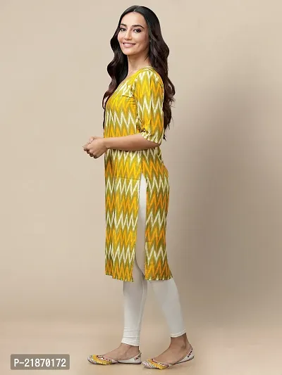 Elegant Crepe Yellow Printed 3/4 Sleeve Kurta For Women-thumb2