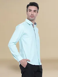 Reliable Blue Cotton Solid Long Sleeve Casual Shirts For Men-thumb2