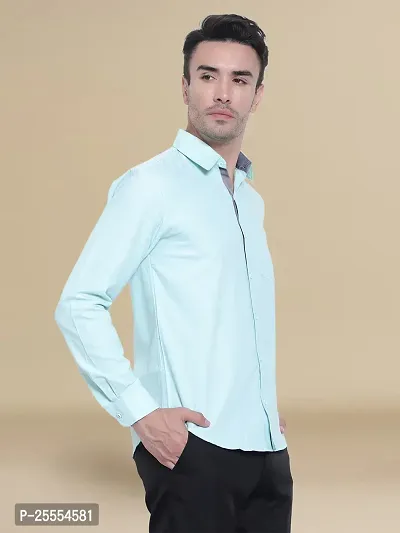 Reliable Blue Cotton Solid Long Sleeve Casual Shirts For Men-thumb3