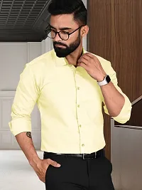 Reliable Yellow Cotton Solid Long Sleeve Formal Shirt For Men-thumb2