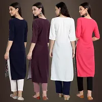 Elegant Crepe Printed Straight 3/4 Sleeves Kurta For Women- Pack Of 4-thumb1