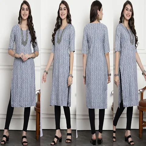 Stylish Crepe Printed Straight Kurtis