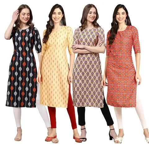 Stylish Crepe Printed Kurti - Pack of 4