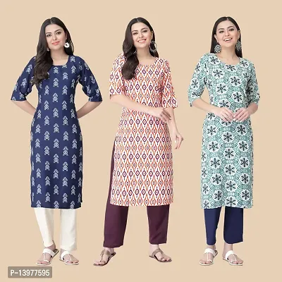 Classic Crepe Printed Kurtis For Women Combo Pack Of 3-thumb0