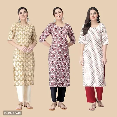 Classic Crepe Printed Kurtis For Women Combo Pack Of 3