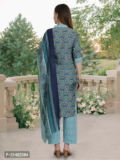 Elegant Cotton Blend Printed Kurta with Pant And Dupatta Set For Women-thumb2