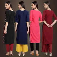 Elegant Crepe Printed Straight 3/4 Sleeves Kurta For Women- Pack Of 4-thumb1