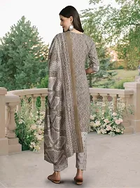 Elegant Cotton Blend Printed Kurta with Pant And Dupatta Set For Women-thumb1