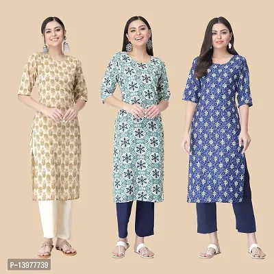 Classic Crepe Printed Kurtis For Women Combo Pack Of 3