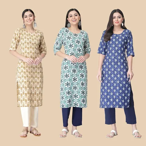 Fancy Crepe Printed Kurtis Combo Pack Of 3 Vol 3