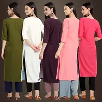 Elegant American Crepe Printed Straight 3/4 Sleeves Kurta For Women- Pack Of 5-thumb1