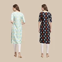 Women's Crepe Digital Printed Straight Kurti {Pack of 2}-thumb1