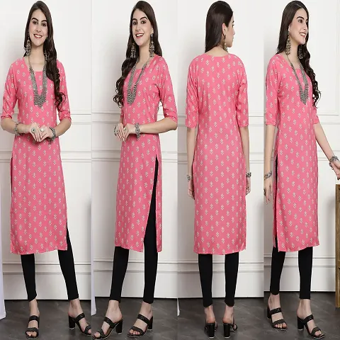 Stylish Crepe Printed Straight Kurtis