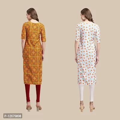 Multicoloured Crepe Printed Kurtas For Women-thumb2