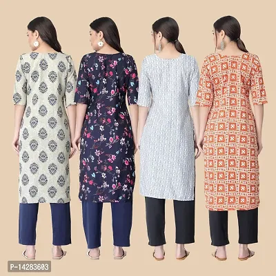 Trendy Crepe Multicoloured Printed Kurta For Women- Combo Of 4-thumb2