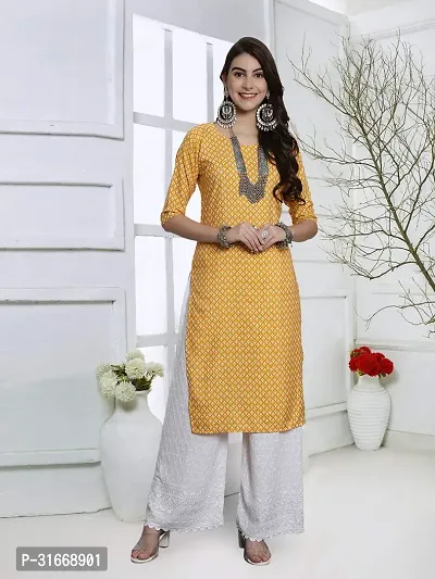 Stylish Yellow Crepe Kurta For Women-thumb2