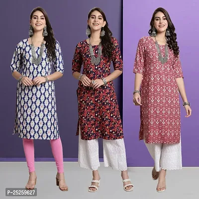 Stylish Fancy Designer Crepe Printed Kurta For Women Combo Of 3-thumb0