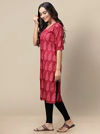 Elegant Crepe Rani Pink Printed 3/4 Sleeve Kurta For Women-thumb1