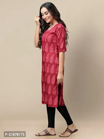 Elegant Crepe Rani Pink Printed 3/4 Sleeve Kurta For Women-thumb2