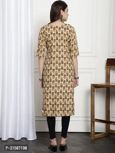 Stylish Beige Crepe Printed Kurta For Women-thumb3