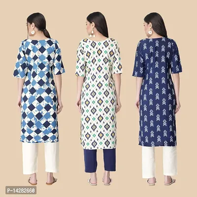 Stylish Crepe Multicoloured Printed Kurta For Women- Combo Of 3-thumb2