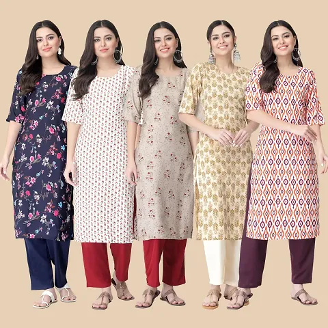 Pack of 5- Crepe Printed Kurtis