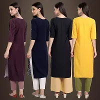 Elegant Crepe Printed Straight 3/4 Sleeves Kurta For Women- Pack Of 4-thumb1