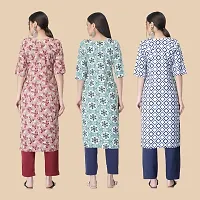 Stylish Crepe Multicoloured Printed Kurta For Women- Combo Of 3-thumb1