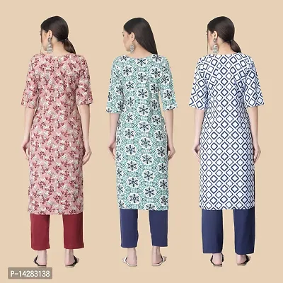 Stylish Crepe Multicoloured Printed Kurta For Women- Combo Of 3-thumb2